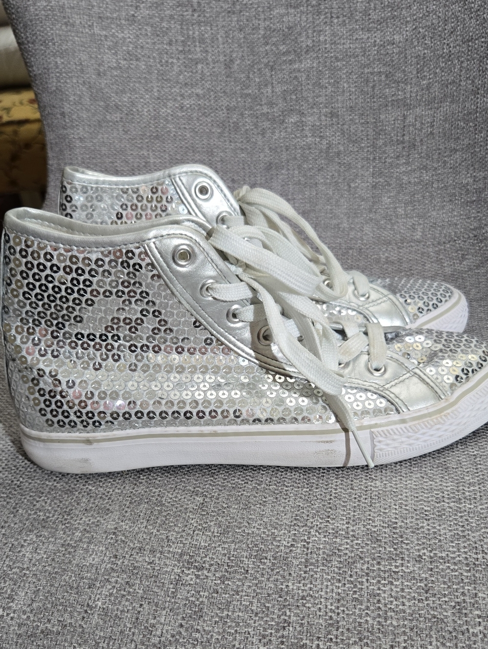 Weissman Silver Sequin High-Top Sneakers
